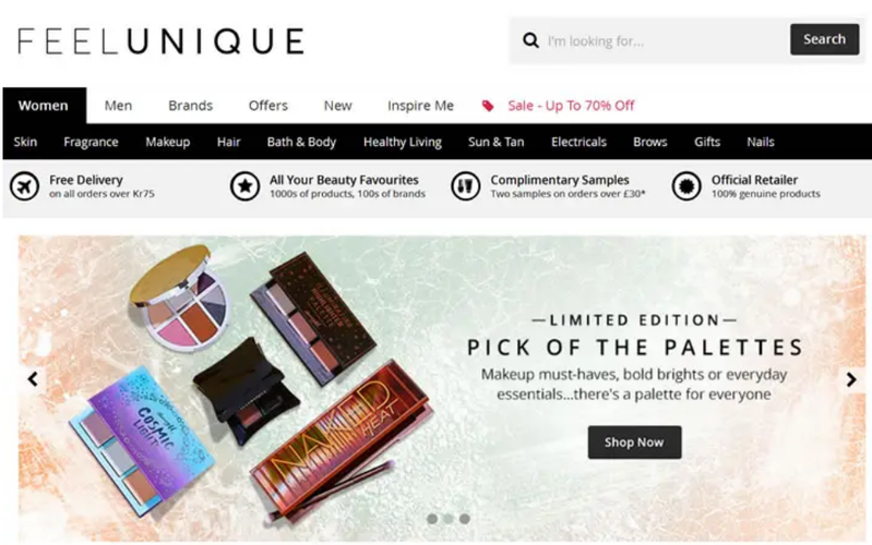 欧洲最大的化妆品零售电商feelunique丹麦官网网址入口